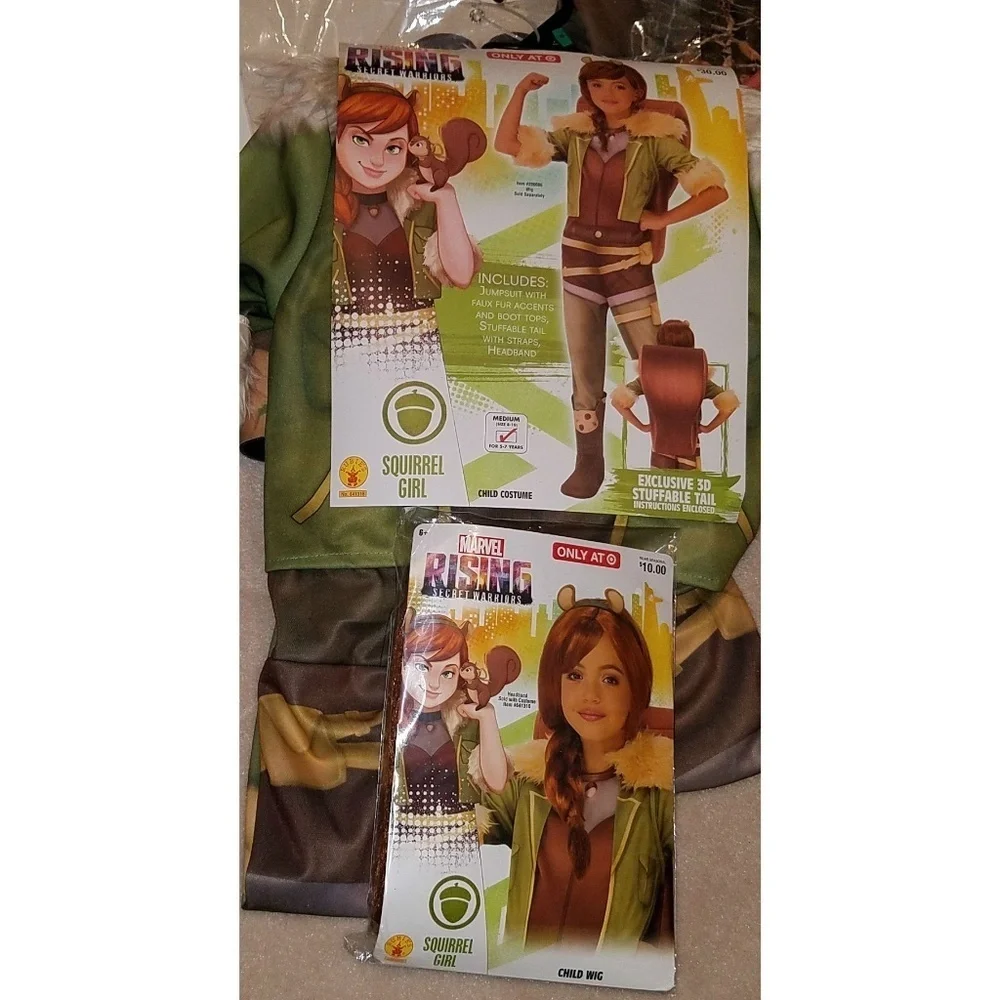NEW Marvel Squirrel Girl Halloween Costume WITH WIG Girls Medium 8-10 (AGE 5-7)